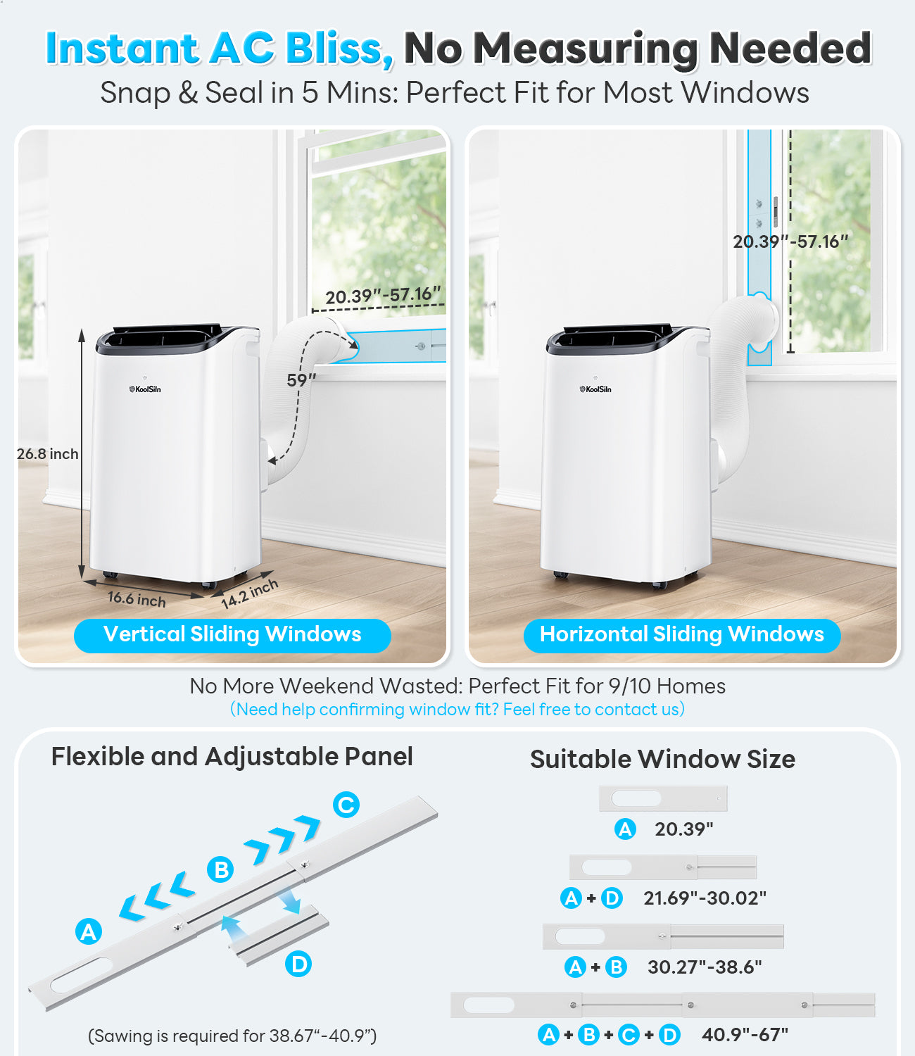 14,000 BTU Portable Air Conditioner Cools Up to 700 Sq.Ft - Auto-Evaporation Low Noise Portable AC Unit with Remote Control Fits for Large Room, Office, Garage